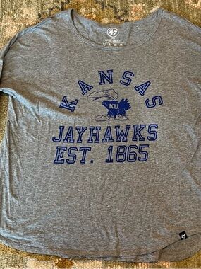 Kansas Jayhawks Women’s Brand 47 Long Sleeve Shirt Size XL Color Grey